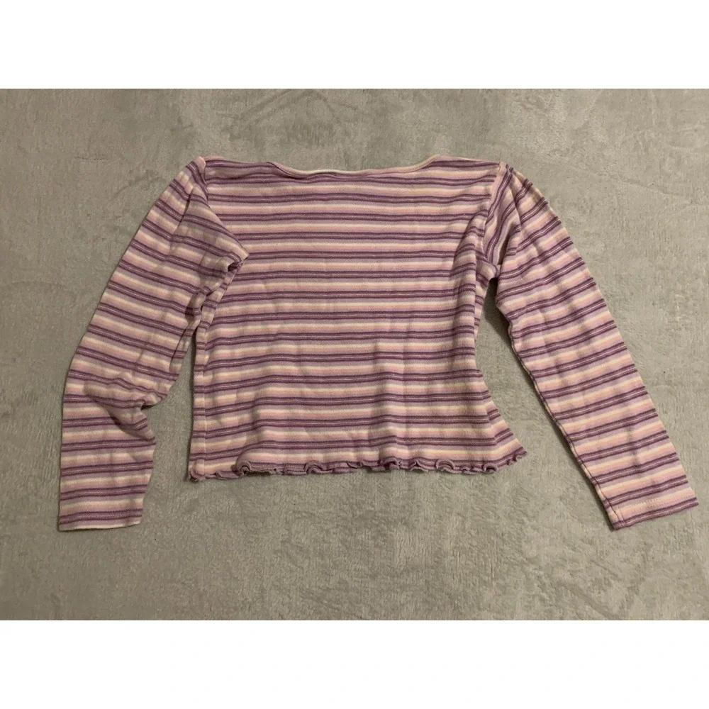 Vintage Nick Jr. Girls Size 6X Striped Purple Pink Long Sleeve Shirt Y2K